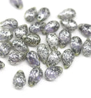 6x9mm Pale purple silver wash czech glass teardrop beads