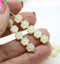 6mm Ivory cream daisy flower czech glass beads, 30pc
