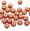 6mm Red gold daisy flower czech glass beads, 30pc