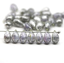 6x9mm Pale purple silver wash czech glass teardrop beads