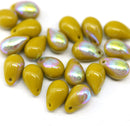 6x9mm Mustard Yellow teardrops Czech Glass drop beads 