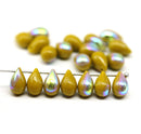 6x9mm Mustard Yellow teardrops Czech Glass drop beads 