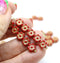 6mm Red gold daisy flower czech glass beads, 30pc
