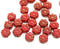 6mm Red luster daisy flower czech glass beads, 30pc