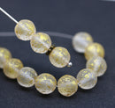 8mm Frosted clear Gold wash round druk Czech glass pressed beads