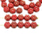 6mm Red luster daisy flower czech glass beads, 30pc