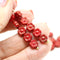 6mm Red luster daisy flower czech glass beads, 30pc