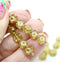 6mm Yellow gold inlays daisy flower czech glass beads, 30pc
