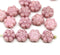 8mm Pink daisy flower czech glass beads, 15pc