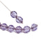 10x8mm Light violet czech glass fire polished beads silver ends, 8Pc