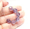 10x8mm Light violet czech glass fire polished beads silver ends, 8Pc