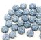6mm Montana blue luster daisy flower czech glass beads, 30pc