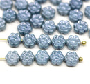 6mm Montana blue luster daisy flower czech glass beads, 30pc
