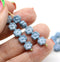 6mm Montana blue luster daisy flower czech glass beads, 30pc