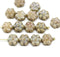 8mm Picasso daisy flower czech glass beads, golden inlays, 15pc