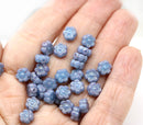 6mm Montana blue purple luster daisy flower czech glass beads, 30pc