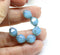 10x8mm Opal blue czech glass fire polished beads silver ends, 8Pc