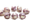 10x8mm Off white czech glass fire polished beads purple luster ends, 8Pc