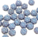 6mm Montana blue purple luster daisy flower czech glass beads, 30pc