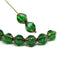 10x8mm Emerald green czech glass fire polished beads bronze ends, 8Pc
