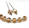 10x8mm Smokey topaz czech glass fire polished beads silver ends, 8Pc