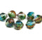 10x8mm Blue green yellow czech glass fire polished beads picasso, 8Pc