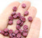 6mm Violet purple daisy flower czech glass beads pink inlays, 30pc