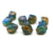 10x8mm Blue green yellow czech glass fire polished beads copper ends, 8Pc