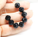 9mm Black czech glass bicone fire polished beads, 10Pc