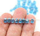 5x7mm Aqua blue silver wash teardrops pressed czech glass beads, 40pc