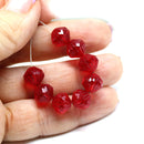 9mm Red transparent czech glass bicone fire polished beads, 10Pc