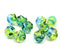 10mm Blue green swirly round druk Czech glass pressed beads - 10pc