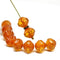 9mm Orange stripes czech glass bicone fire polished beads, 10Pc