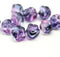 10mm Blue purple swirly round druk Czech glass pressed beads - 10pc