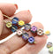 6mm Grey blue luster daisy flower czech glass beads, 30pc