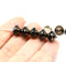 8x10mm Black saucer Czech glass beads UFO shape bronze luster - 6Pc