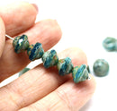 8x10mm Mixed blue saucer Czech glass beads UFO shape - 6Pc