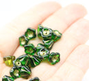 6x8mm Emerald green czech glass bell flower cups small floral beads 20Pc