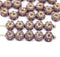 6mm Violet purple daisy flower czech glass beads gold inlays, 30pc