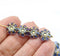 10mm Blue gold flower czech glass bead, 10pc