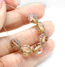 10x8mm Picasso on clear czech glass fire polished beads, 8Pc
