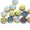 8mm Golden daisy flower czech glass beads, 15pc