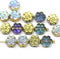 8mm Golden daisy flower czech glass beads, 15pc