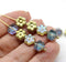 8mm Golden daisy flower czech glass beads, 15pc