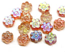 8mm Peach daisy flower czech glass beads, 15pc