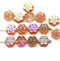 8mm Peach daisy flower czech glass beads, 15pc