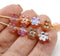 8mm Peach daisy flower czech glass beads, 15pc