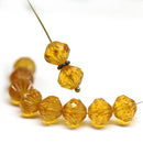 9mm Dark yellow czech glass bicone fire polished beads, 10Pc