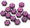8mm Black pink daisy flower czech glass beads, 15pc