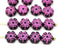 8mm Black pink daisy flower czech glass beads, 15pc